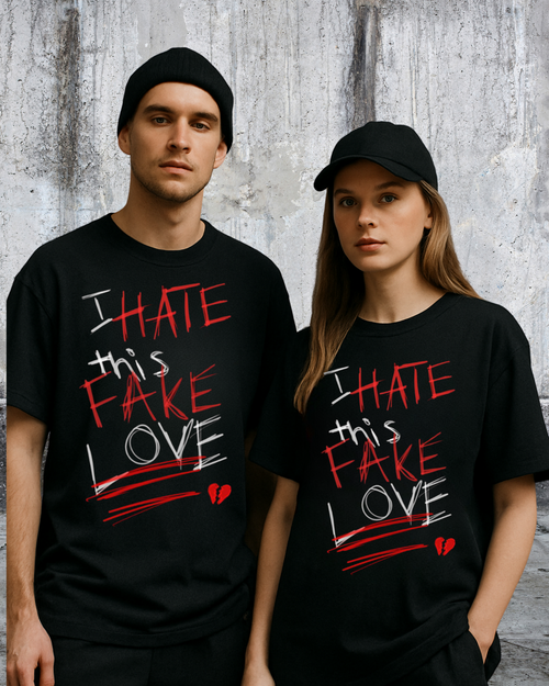 Camisola Fake Love - I Hate This | Coração Partido | Preto | Unissexo
